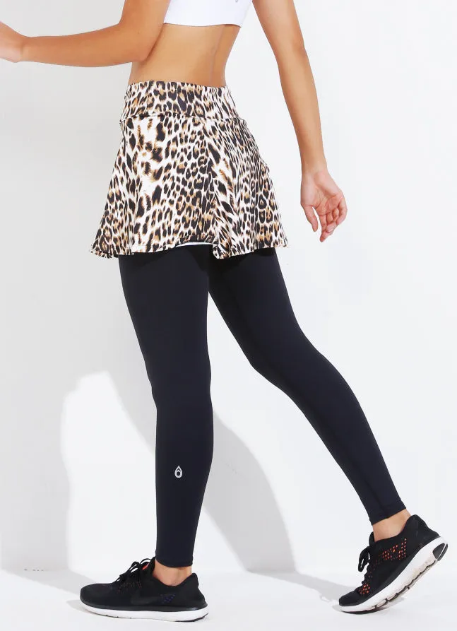 Women Skirted Legging ECO Cheetahblk Dona Jo Skirted Leggings and Capris