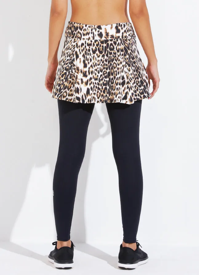 Women Skirted Legging ECO Cheetahblk Dona Jo Skirted Leggings and Capris