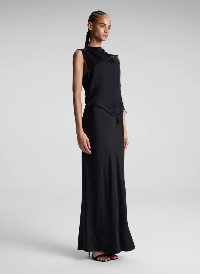 Women Skirts ALC Greta Satin Maxi Skirt Black