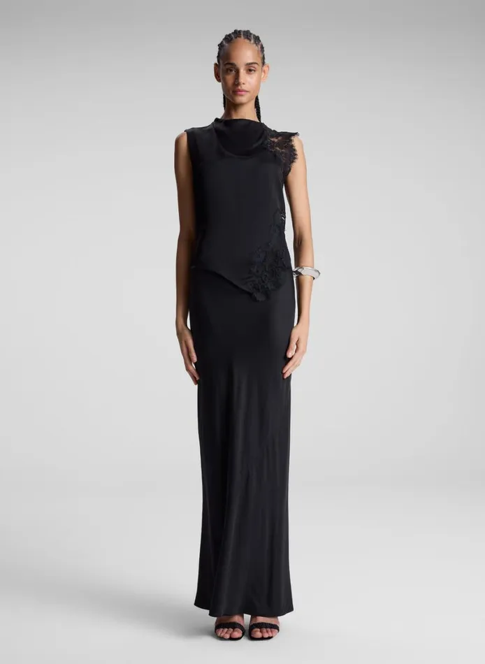 Women Skirts ALC Greta Satin Maxi Skirt Black