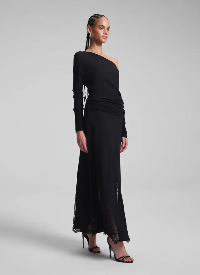 Women Skirts ALC Mira Lace Midi Skirt Blackblack
