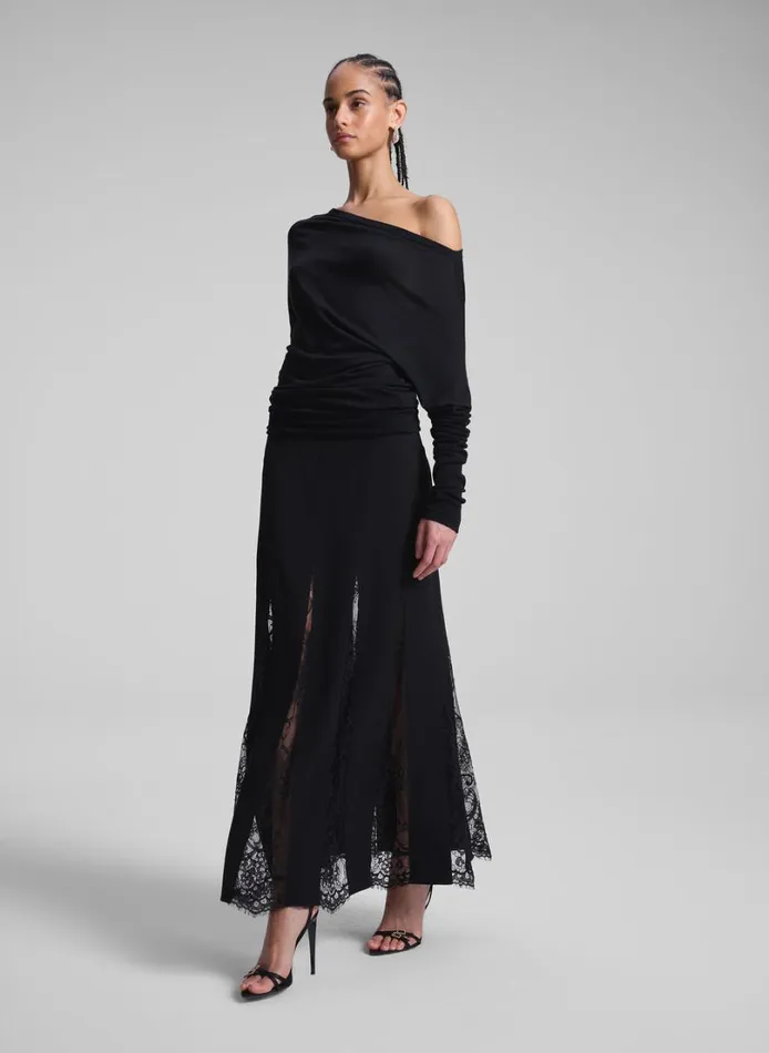 Women Skirts ALC Mira Lace Midi Skirt Blackblack