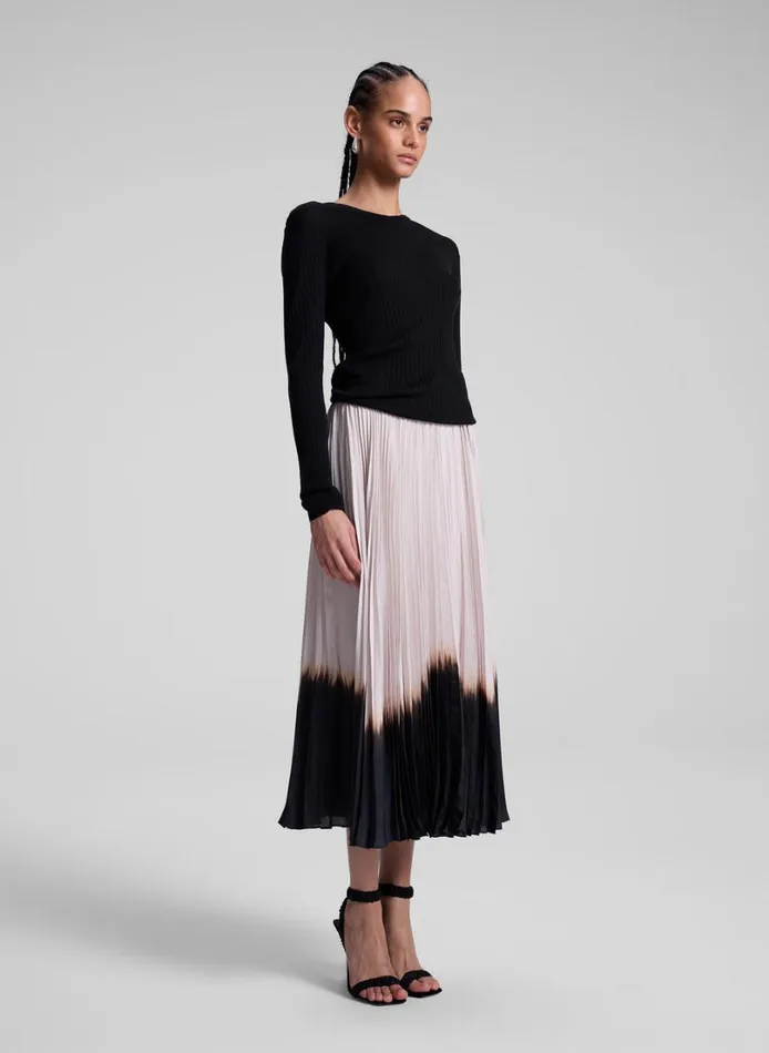 Women Skirts ALC Tatum Pleated Midi Skirt Oysterblack