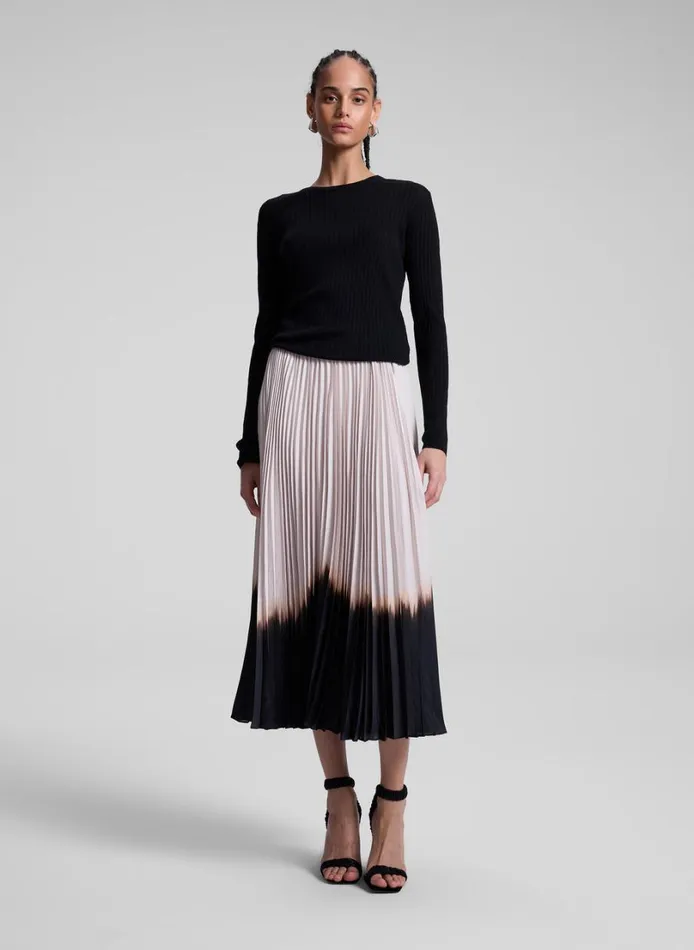 Women Skirts ALC Tatum Pleated Midi Skirt Oysterblack