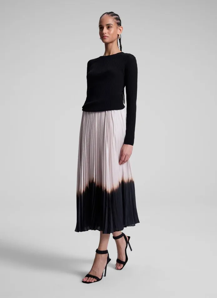 Women Skirts ALC Tatum Pleated Midi Skirt Oysterblack