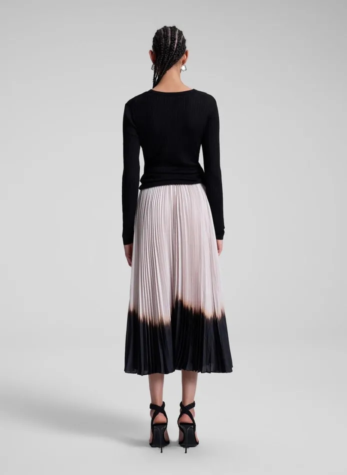 Women Skirts ALC Tatum Pleated Midi Skirt Oysterblack