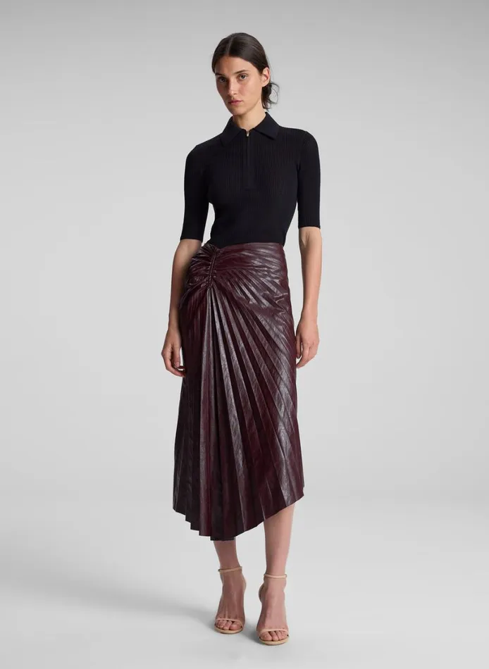 Women Skirts ALC Tracy Textured Vegan Leather Skirt Cordovan