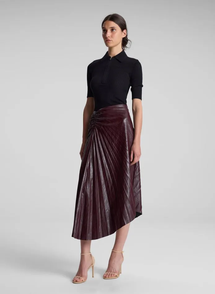 Women Skirts ALC Tracy Textured Vegan Leather Skirt Cordovan