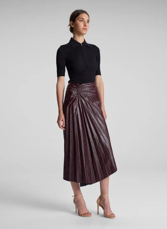 Women Skirts ALC Tracy Textured Vegan Leather Skirt Cordovan