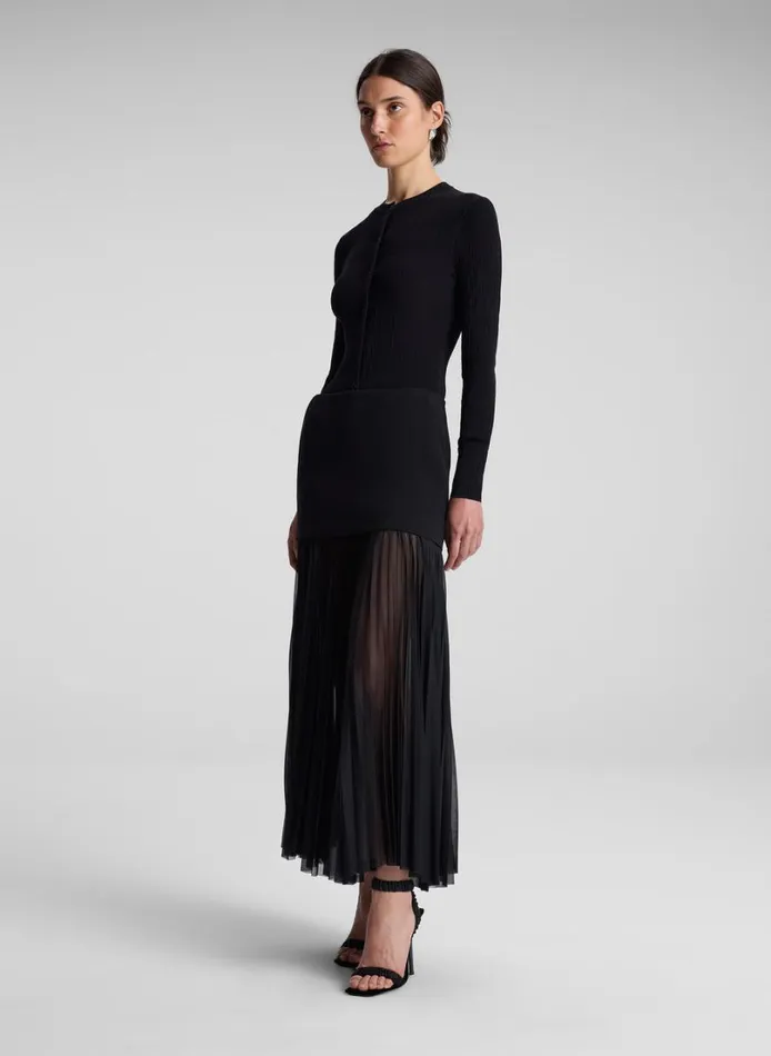 Women Skirts ALC Willa Pleated Maxi Skirt Black