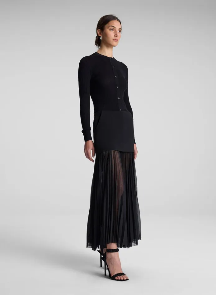 Women Skirts ALC Willa Pleated Maxi Skirt Black