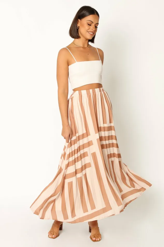 Women Skirts Petal and Pup Elke Pleat Midi Skirt Tan