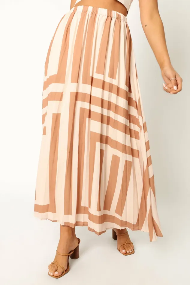 Women Skirts Petal and Pup Elke Pleat Midi Skirt Tan