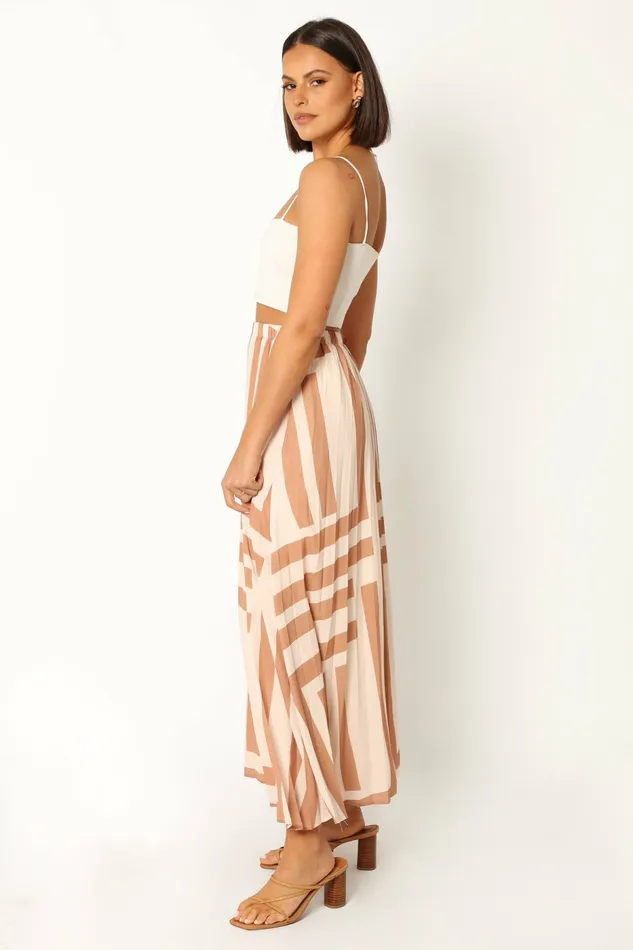 Women Skirts Petal and Pup Elke Pleat Midi Skirt Tan