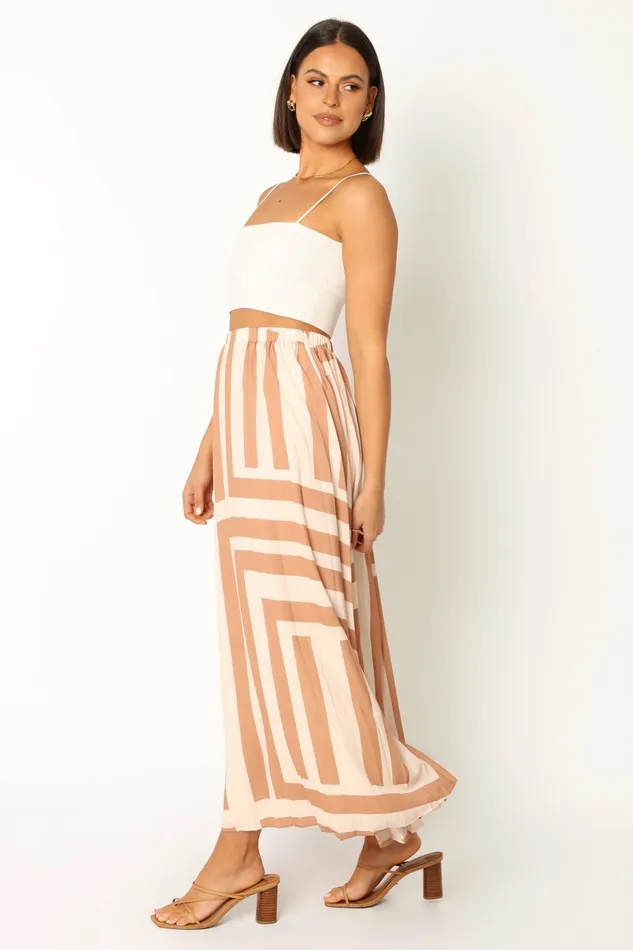 Women Skirts Petal and Pup Elke Pleat Midi Skirt Tan