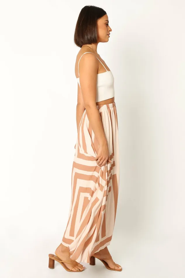 Women Skirts Petal and Pup Elke Pleat Midi Skirt Tan