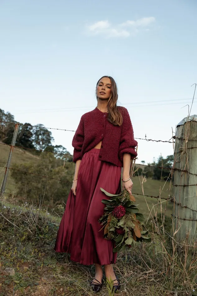 Women Skirts Petal and Pup Lysandra Maxi Skirt Burgundy