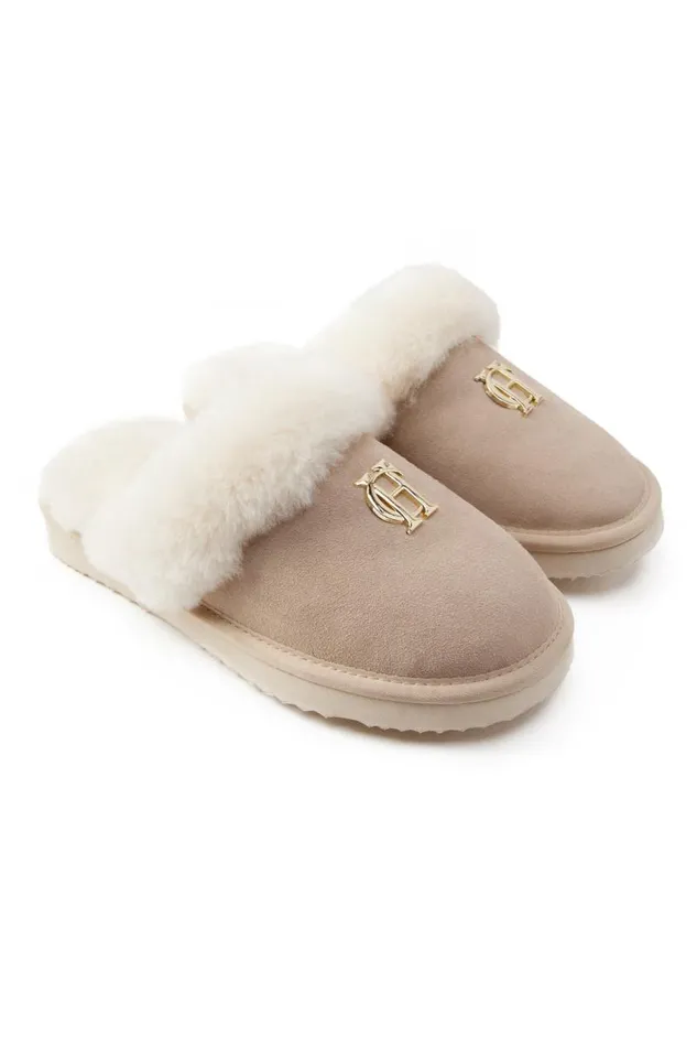 Women Sleepwear Holland Cooper HC Shearling Slipper Oyster Women Sleepwear Holland Cooper HC Shearling Slipper Oyster