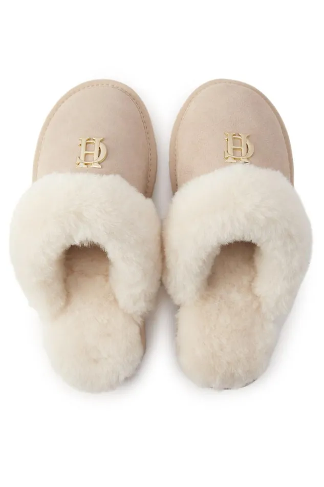 Women Sleepwear Holland Cooper HC Shearling Slipper Oyster Women Sleepwear Holland Cooper HC Shearling Slipper Oyster