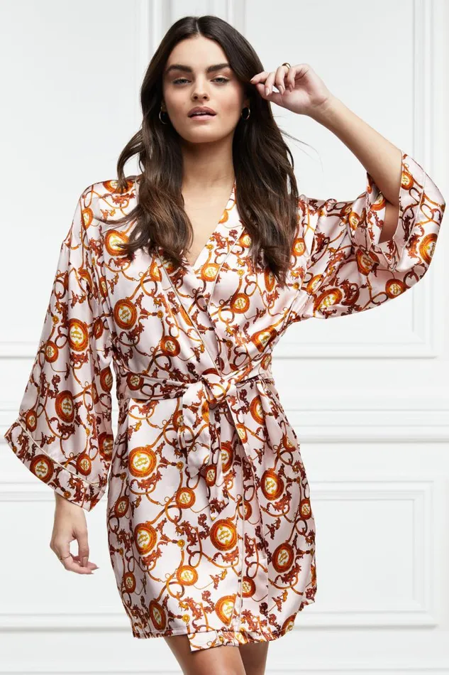 Women Sleepwear Holland Cooper Silk Dressing Gown Blush Women Sleepwear Holland Cooper Silk Dressing Gown Blush