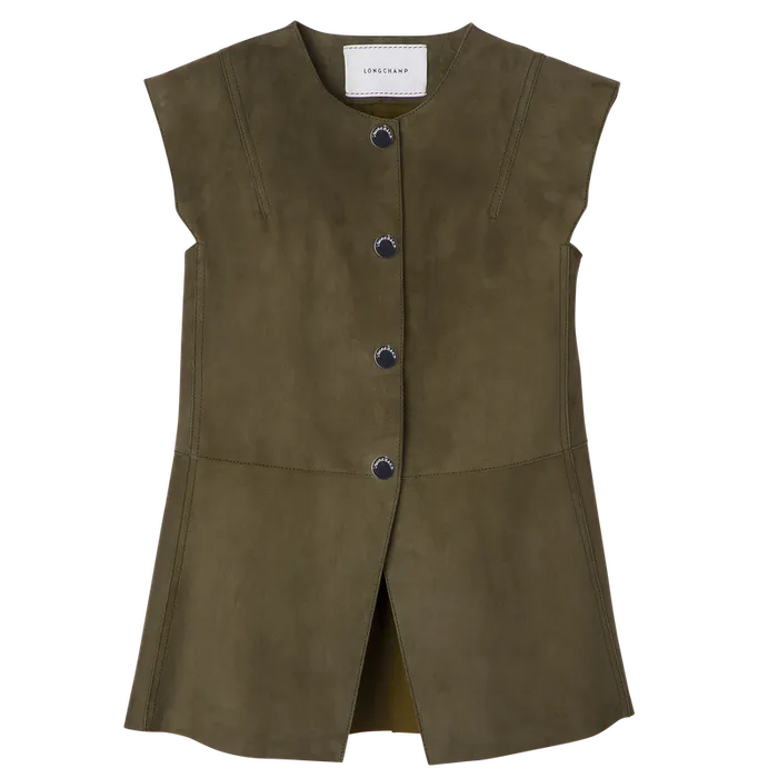 Women Sleeveless jacket Khaki Coats and Jackets Longchamp