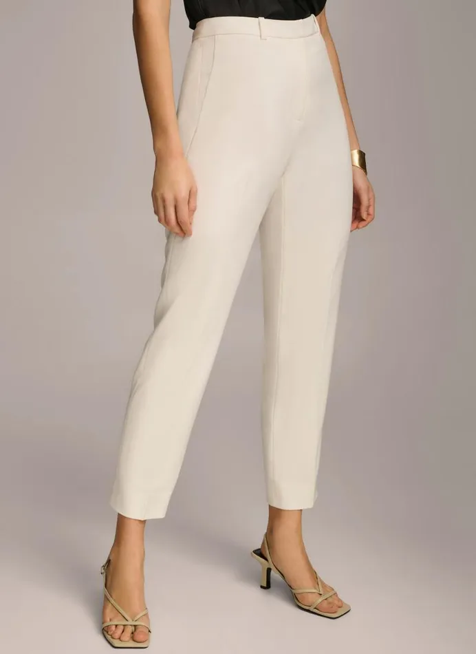 Women SLIM LEG PANT Cream Donna Karan New York Pants