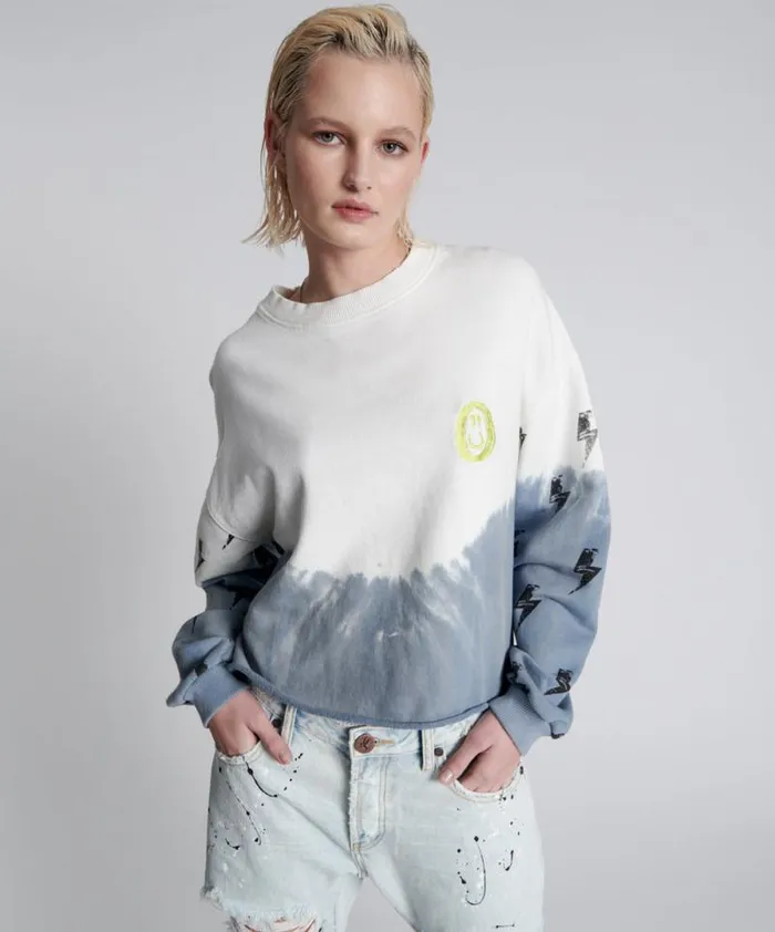 Women SMOKE AND LIGHTNING CROPPED SWEATER One Teaspoon Hoodies And Sweats