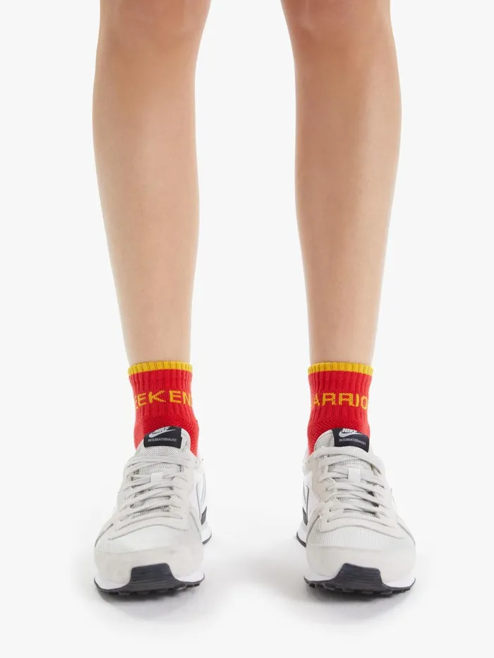 Women SocksLaces Mother Denim Baby Steps Ankle Bright Orange