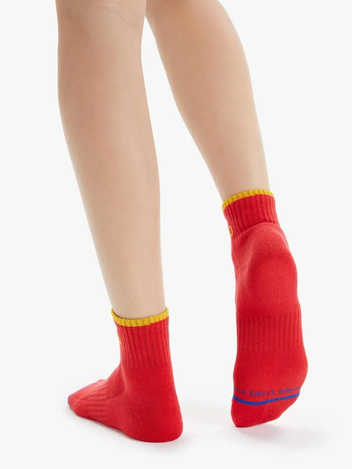 Women SocksLaces Mother Denim Baby Steps Ankle Bright Orange