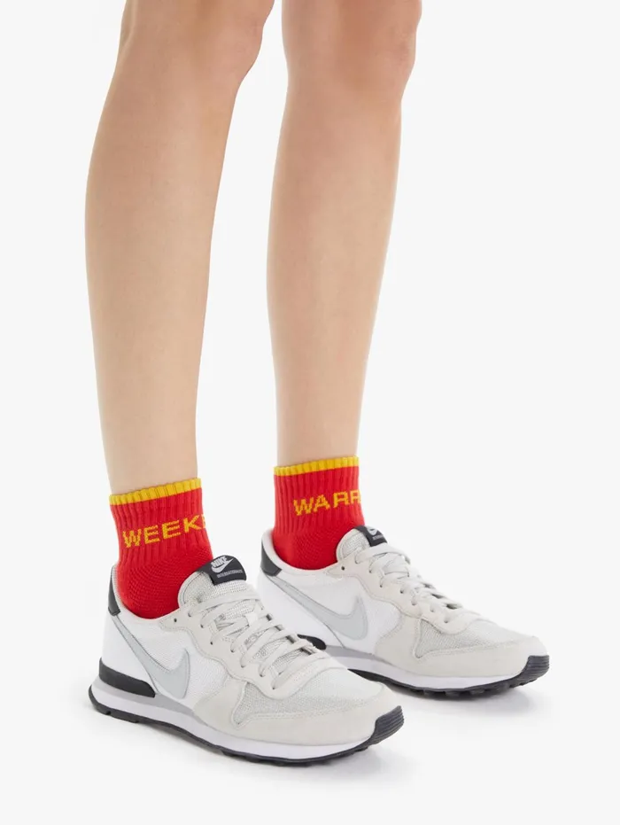 Women SocksLaces Mother Denim Baby Steps Ankle Bright Orange