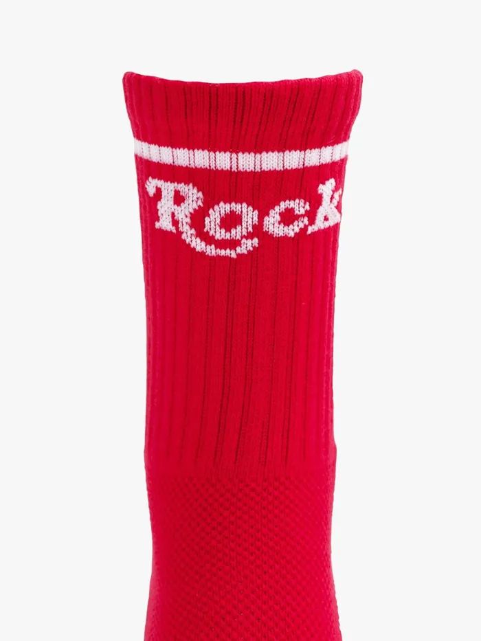 Women SocksLaces Mother Denim Baby Steps Red