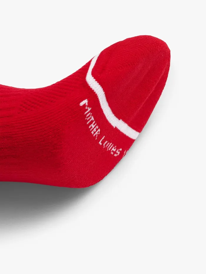 Women SocksLaces Mother Denim Baby Steps Red