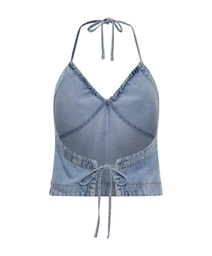 Women SOFT BLUE TENCEL HALTER TOP One Teaspoon Tops Women SOFT BLUE TENCEL HALTER TOP One Teaspoon Tops