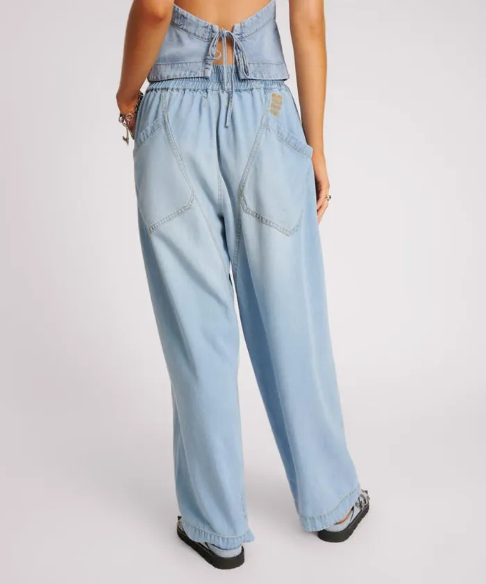 Women SOFT BLUE TENCEL PARACHUTE PANTS One Teaspoon Bottoms