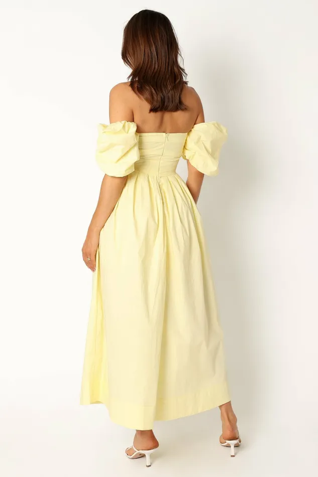 Women Solana Off Shoulder Midi Dress Yellow Off The Shoulder Dresses Petal and Pup