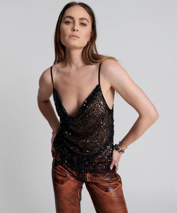 Women STELLAR HAND BEADED CAMI One Teaspoon Tops