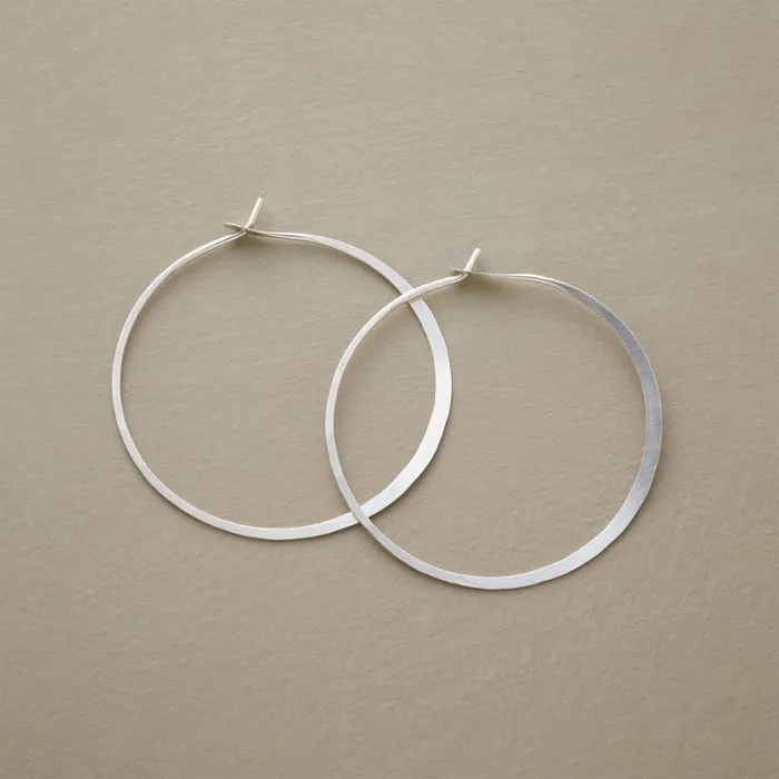 Women Sterling Hand Forged Gypsy Hoops Sundance Catalog Earrings