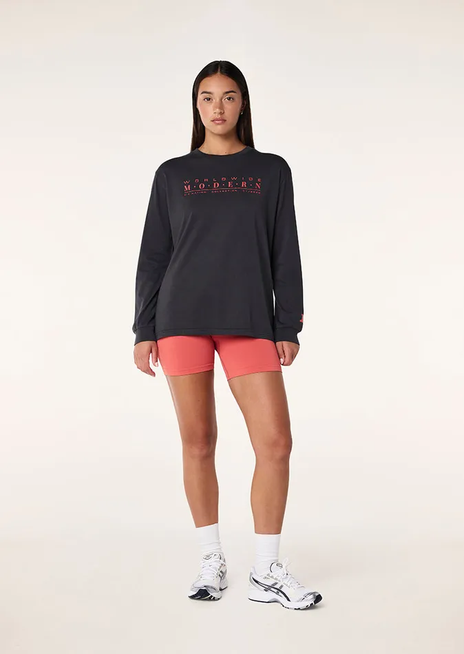 Women STREAMLINE LONG SLEEVE TOP IN WASHED BLACK LongSleeveTops PE Nation
