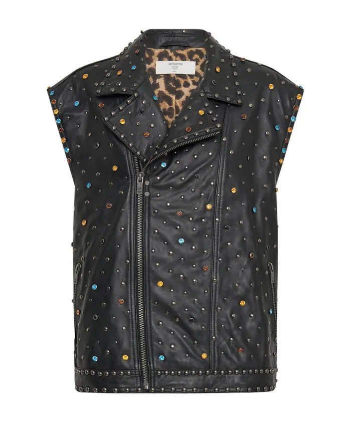Women STUDDED JEWEL LEATHER EAGLE PUNK SLEEVELESS JACKET One Teaspoon Jackets Women STUDDED JEWEL LEATHER EAGLE PUNK SLEEVELESS JACKET One Teaspoon Jackets