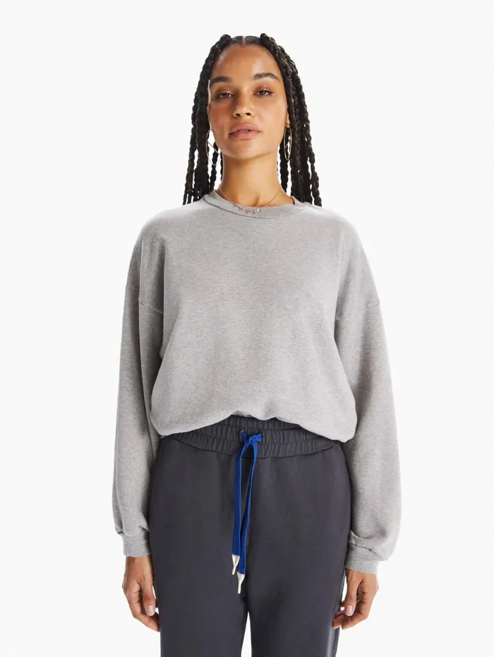 Women Sweatshirts Mother Denim The Loosen Up Crop Open Grey
