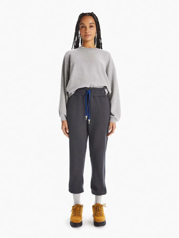 Women Sweatshirts Mother Denim The Loosen Up Crop Open Grey