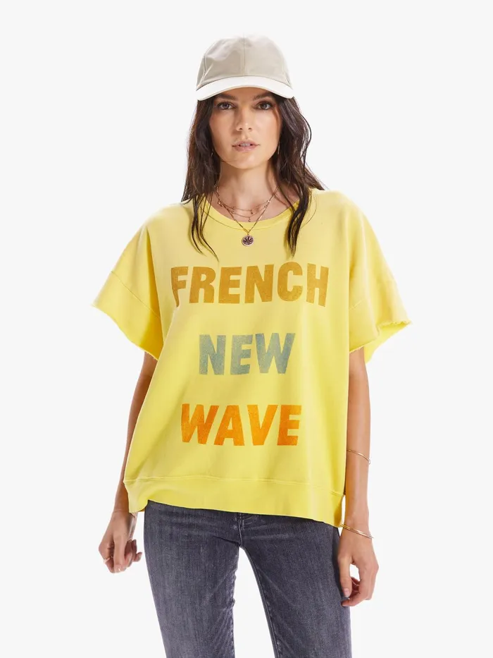 Women Sweatshirts Mother Denim The Raw SS Drop Square Bright Yellow