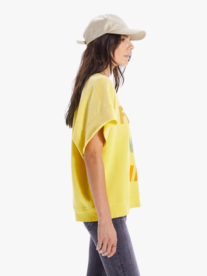 Women Sweatshirts Mother Denim The Raw SS Drop Square Bright Yellow