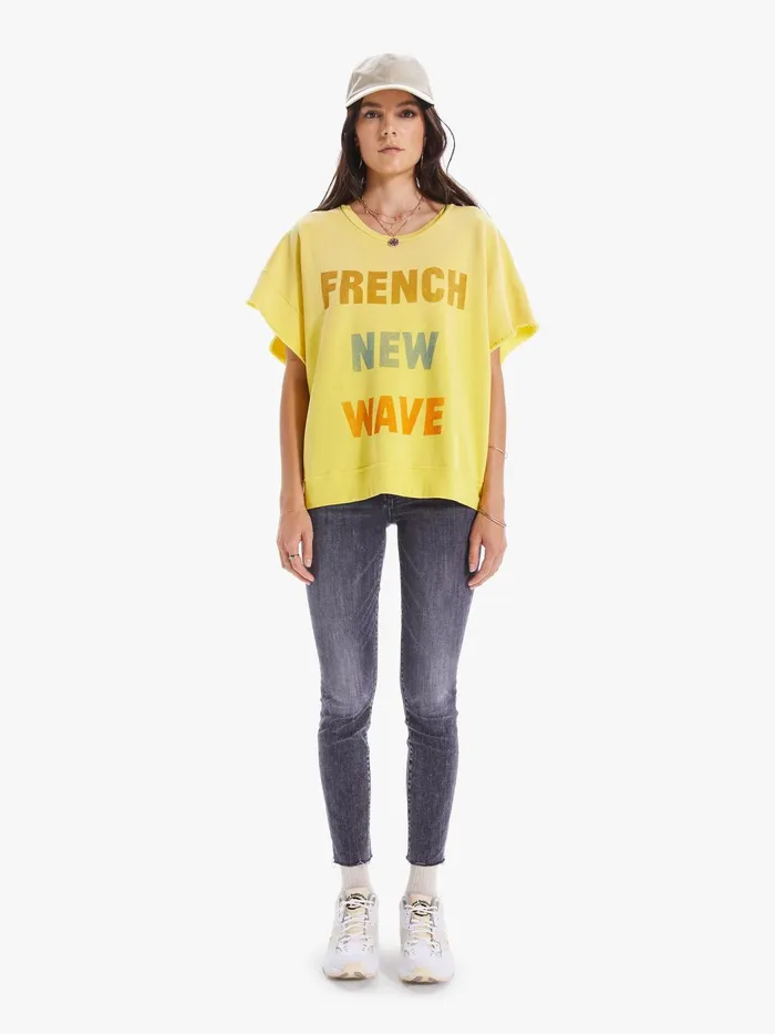 Women Sweatshirts Mother Denim The Raw SS Drop Square Bright Yellow