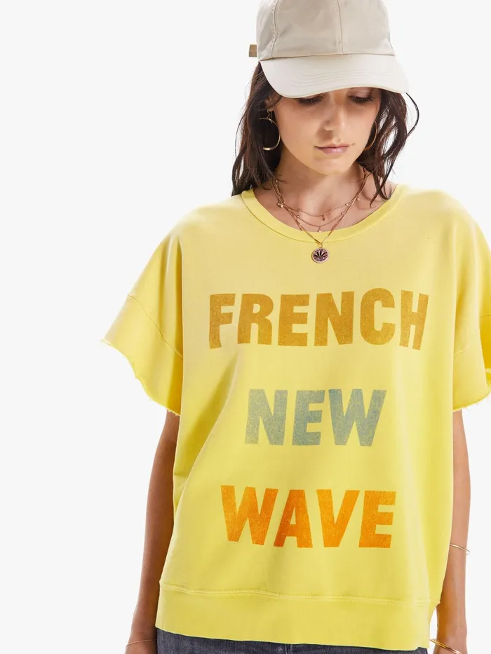 Women Sweatshirts Mother Denim The Raw SS Drop Square Bright Yellow