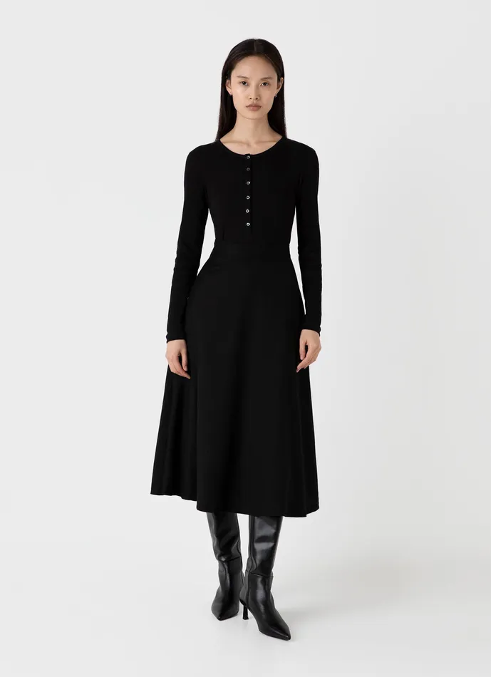 Women Tshirts and Tops ussunspel Rib Henley Black