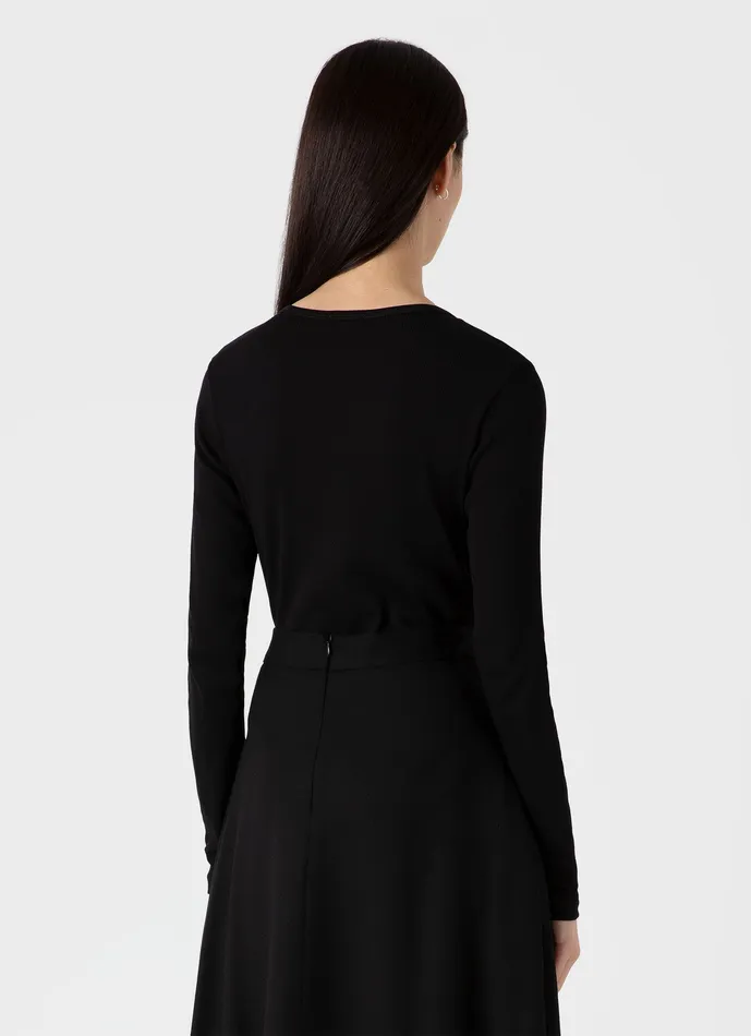Women Tshirts and Tops ussunspel Rib Henley Black