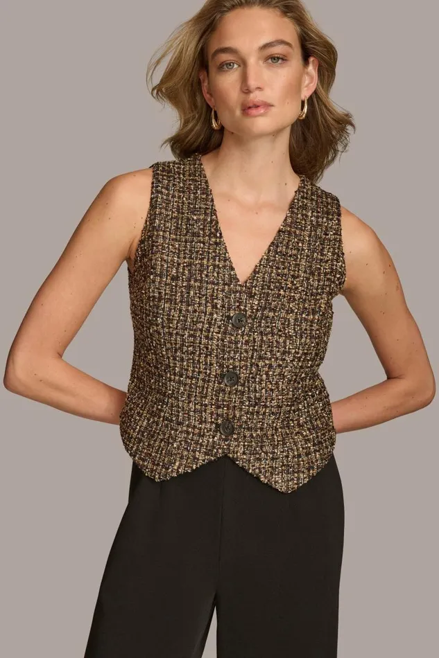 Women TAILORED JUMPSUIT WITH TWEED VEST Elderberry Multiblack Donna Karan New York Dresses And Jumpsuits Women TAILORED JUMPSUIT WITH TWEED VEST Elderberry Multiblack Donna Karan New York Dresses And Jumpsuits