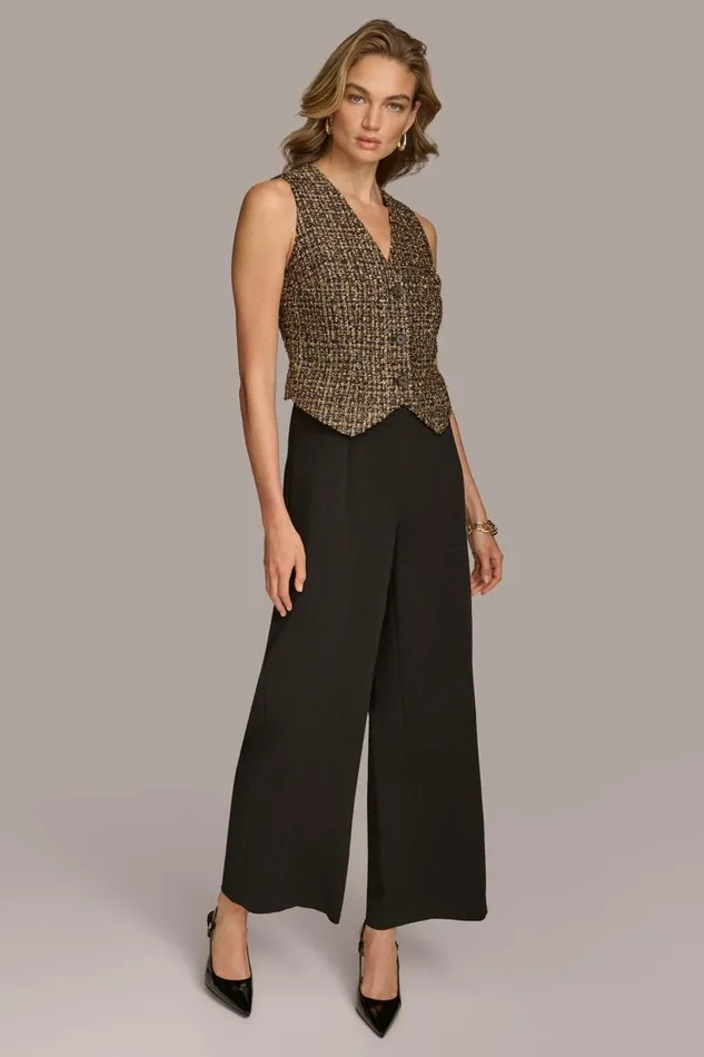 Women TAILORED JUMPSUIT WITH TWEED VEST Elderberry Multiblack Donna Karan New York Dresses And Jumpsuits Women TAILORED JUMPSUIT WITH TWEED VEST Elderberry Multiblack Donna Karan New York Dresses And Jumpsuits