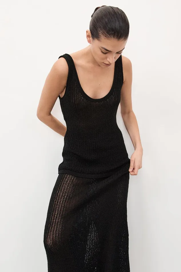 Women Tanks DISSH MARGOT BLACK SCOOP CROCHET TANK